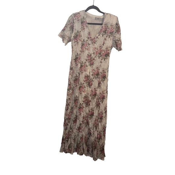 Nostalgia Dresses & Skirts - Vtg 90s Sz S Floral Lace Maxi Dress V-Neck Cottagecore Country Romantic Prarier